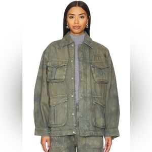 GRLFRND Kaia Oversized Drawstring Jacket in Eucalyptus